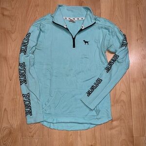 PINK Victoria's Secret Aqua Quarter-Zip Pullover
